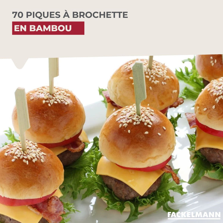 Lot de 70 piques à brochette 15 cm Fackelmann Nature