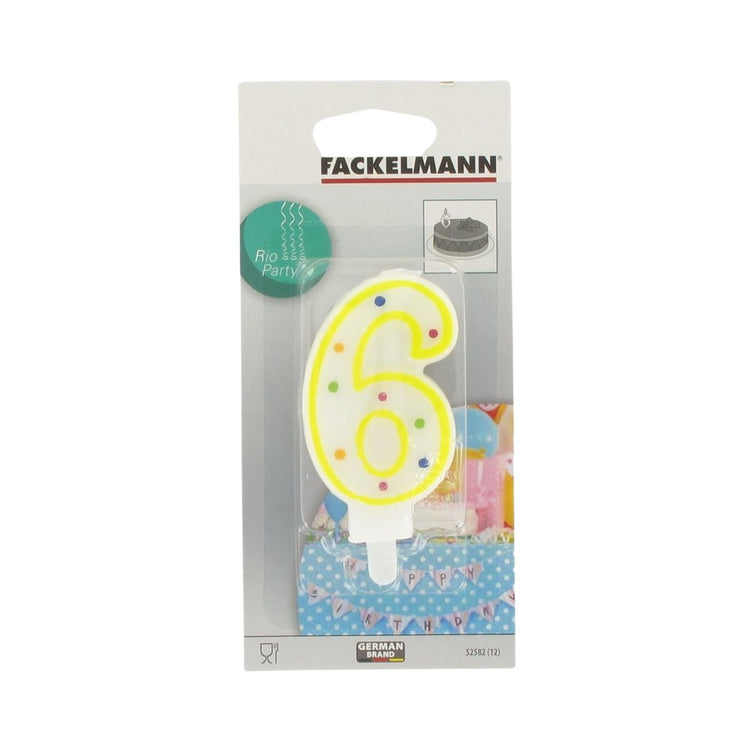 Bougie anniversaire chiffre 6 Fackelmann Rio Party
