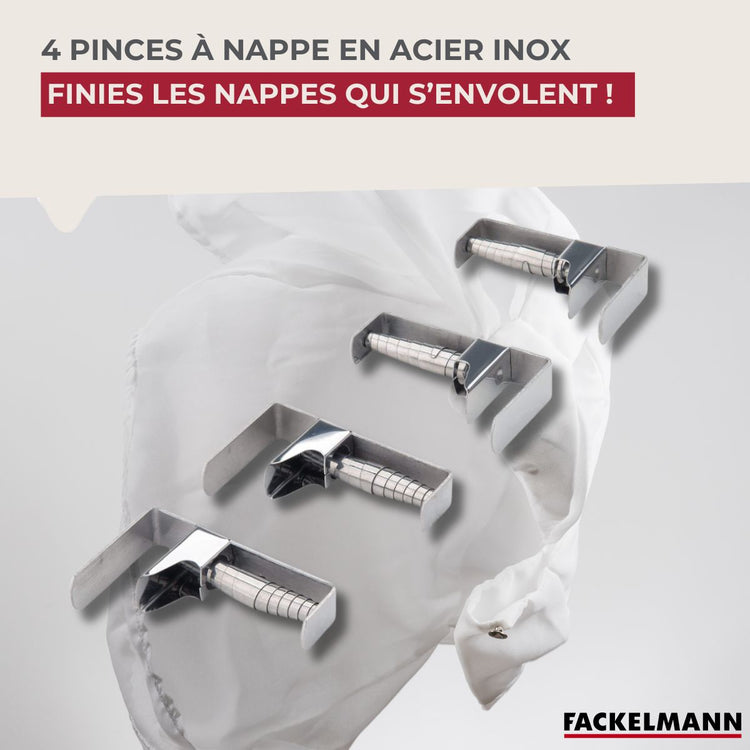 Lot de 4 pinces pour nappe en acier inoxydable Fackelmann Tecno