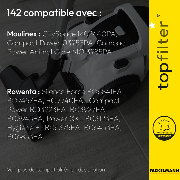 Lot de 4 sacs aspirateur Rowenta et Moulinex TopFilter Premium