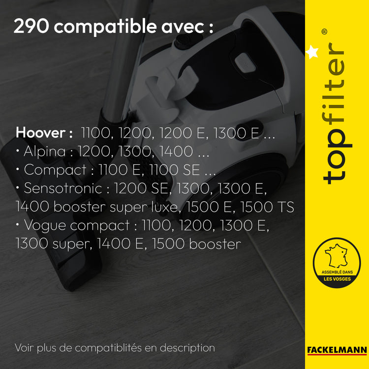 Lot de 4 packs de 4 sacs aspirateur 64290 Hoover Alpina TopFilter Premium