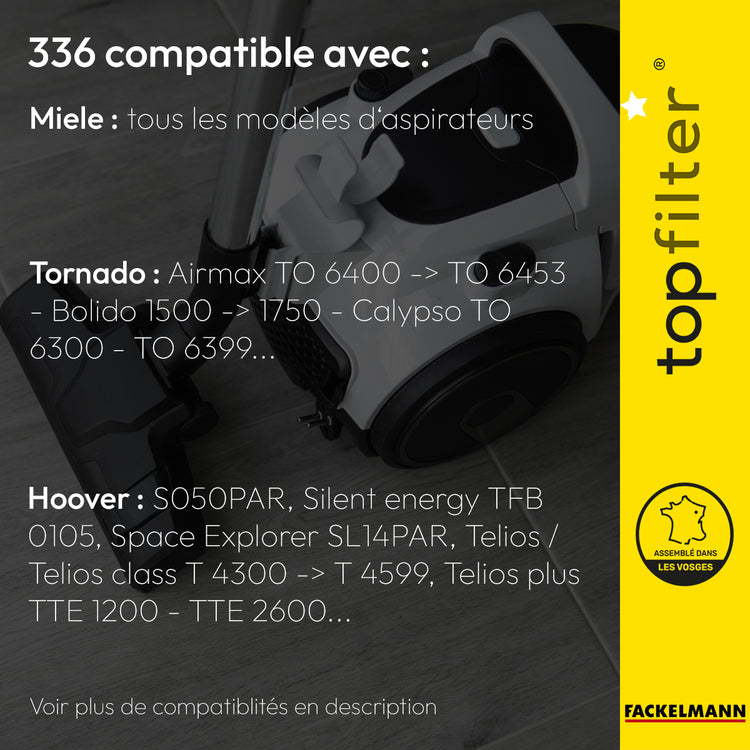 Lot de 4 packs de 4 sacs aspirateur 64336 Miele et Hoover TopFilter