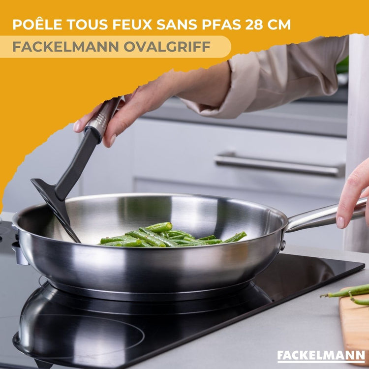 Poêle 28 cm en inox 18/8 Fackelmann Ovalgriff