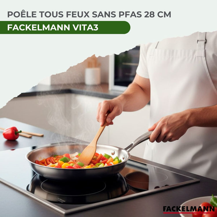 Poêle 28 cm en inox 18/10 Triply Fackelmann Vita3