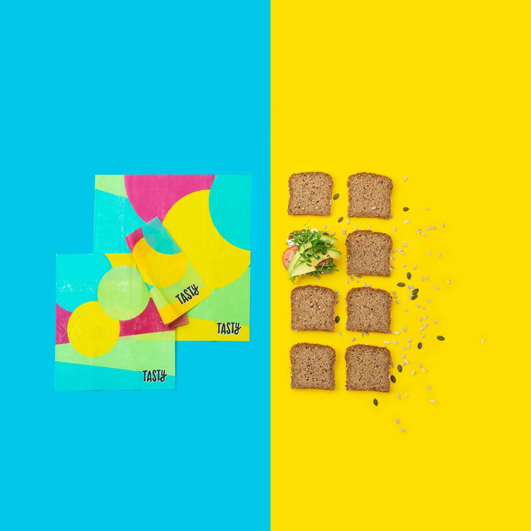 Lot de 3 wraps en cire d'abeille type film alimentaire Tasty Green