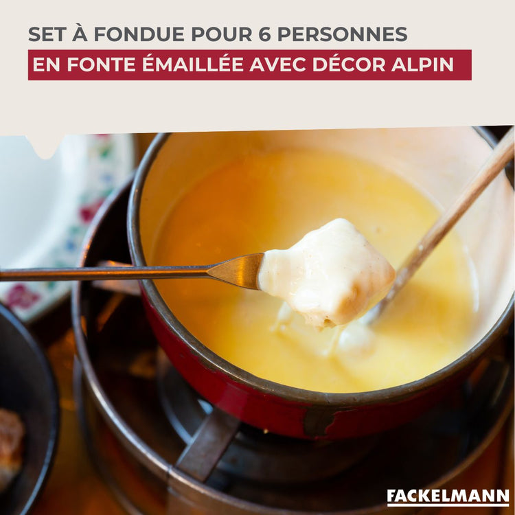 Set à fondue Savoyarde 4 personnes fonte émaillée Fackelmann