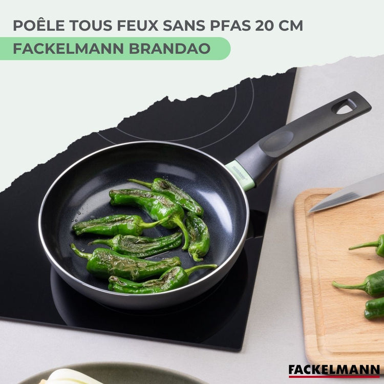 Poêle 20 cm aluminium revêtement céramique antiadhésif sans PFAS Fackelmann Brandao