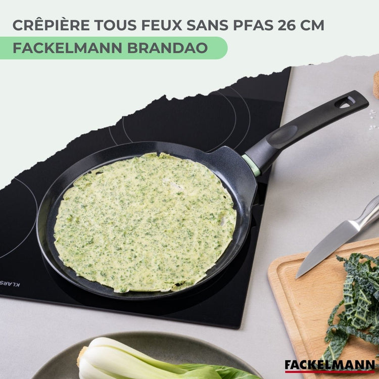 Crêpière 26 cm aluminium revêtement céramique antiadhésif sans PFAS Fackelmann Brandao