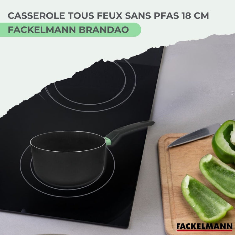 Casserole 18 cm aluminium revêtement céramique antiadhésif sans PFAS Fackelmann Brandao