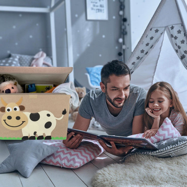 Boîte de rangement "vache" avec grand couvercle, 51 x 36 x 36 cm Lifeney