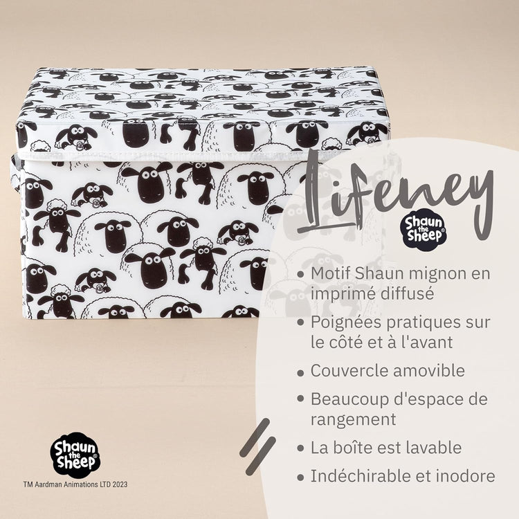 Boîte de rangement avec couvercle fond blanc Lifeney Shaun le mouton