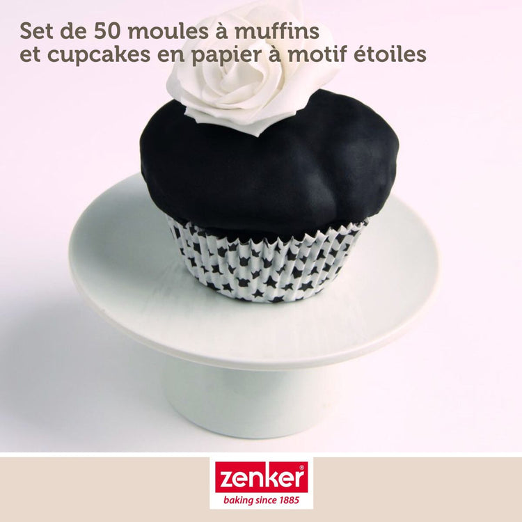 Set pâtisserie avec 50 moules à muffins étoiles en papier, 2 bols à mixer, verre mesureur et spatule Zenker