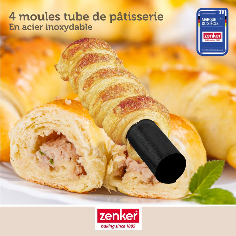 Set pâtisserie avec 4 moules tube 13 cm, 2 bols à mixer, verre mesureur et spatule Zenker
