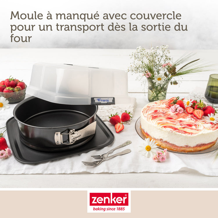 Set pâtisserie moule à charnière rond 23 cm avec couvercle, 2 bols à mixer, verre mesureur et spatule Zenker