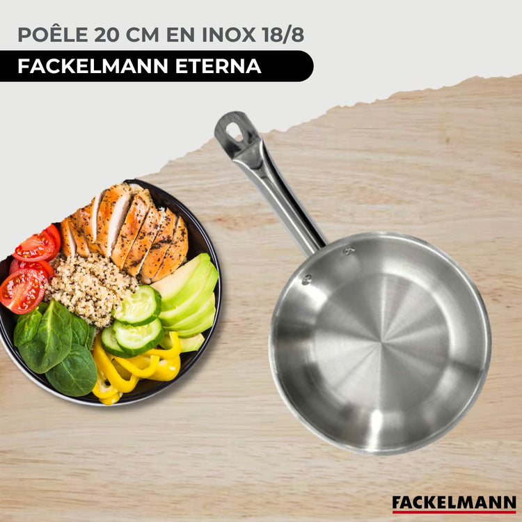 Set de 1 poêle 20 cm en inox et 6 ustensiles Fackelmann Eterna