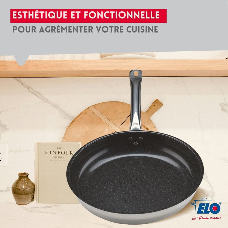 Set Poêle de cuisson avec revêtement céramique sans PFAS et couvercle de cuisson en verre 32 cm Profi Therm Platinum Elo