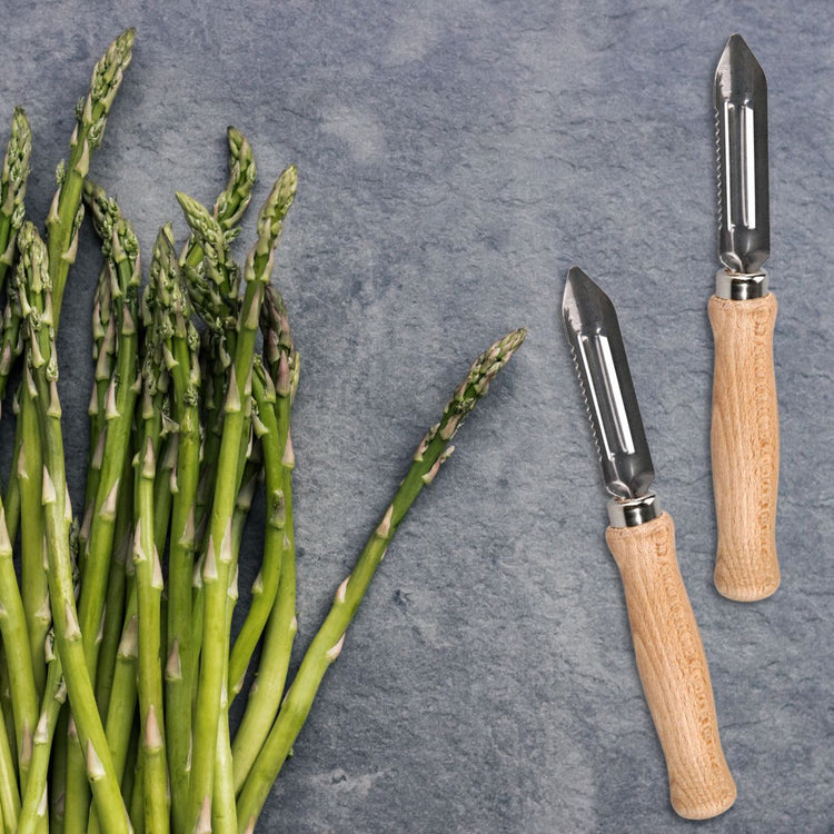 Lot de 2 éplucheurs à asperges manche en bois Fackelmann