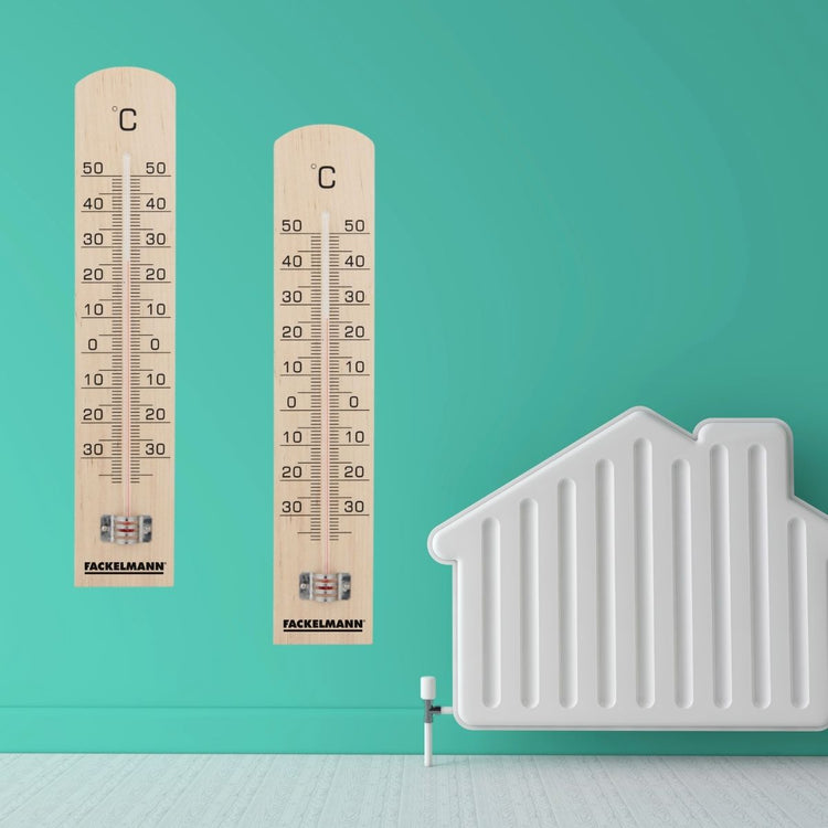 Thermomètre mural intérieur et extérieur en bois Fackelmann Tecno
