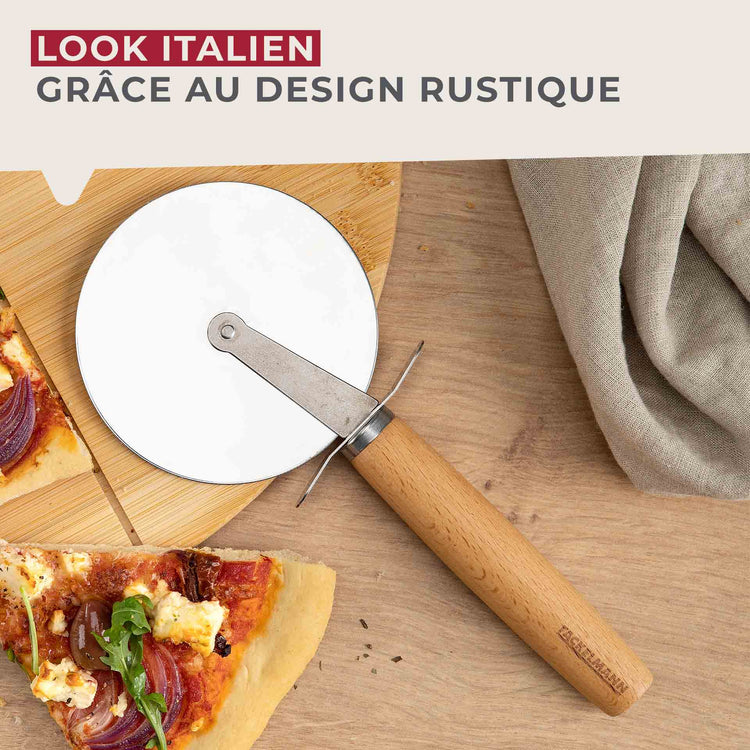 Roulette à pizza géante manche en bois Fackelmann Pizza & Pasta