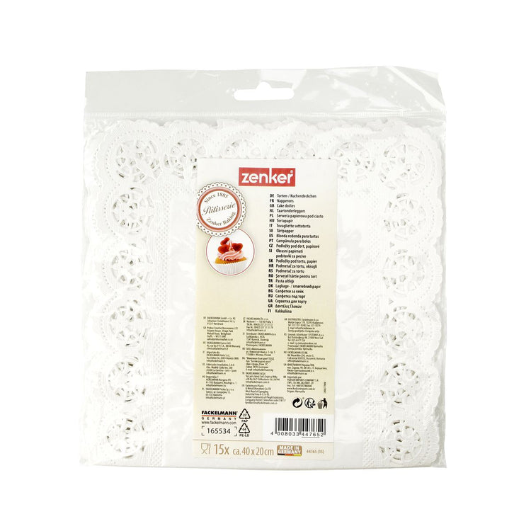 Lot de 15 napperons papier rectangulaires pour cakes Zenker