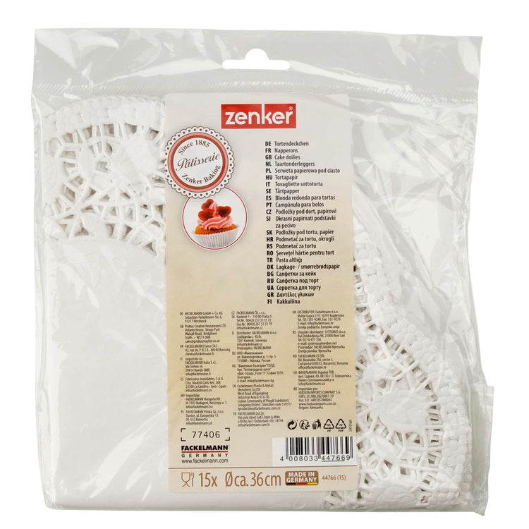 Lot de 15 napperons papier ronds pour tartes et gâteaux Zenker