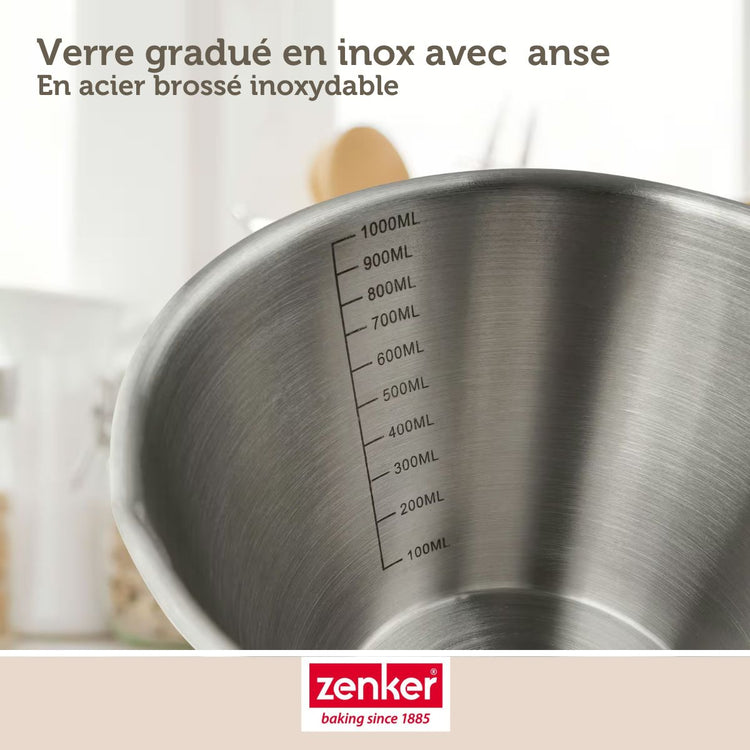 Verre doseur gradué en inox 1 litre Zenker