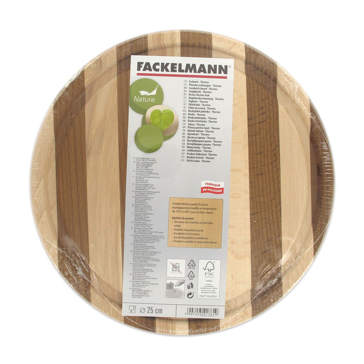 Planche à découper ronde bicolore hêtre, diamètre 25 cm Fackelmann Wood Edition