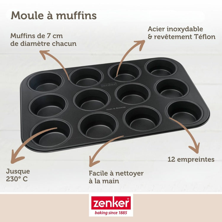 Moule 12 muffins Zenker Black Metallic
