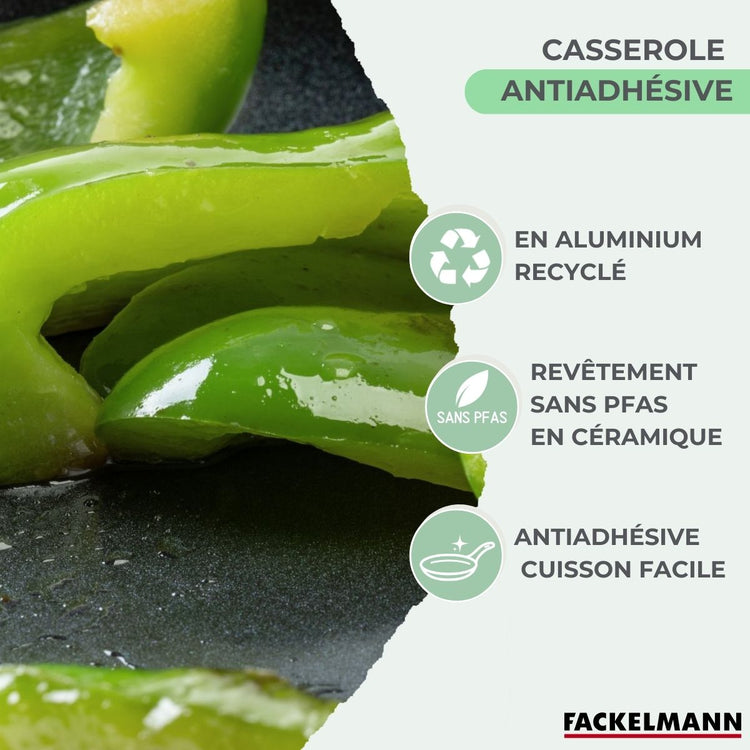 Casserole 18 cm aluminium revêtement céramique antiadhésif sans PFAS Fackelmann Brandao