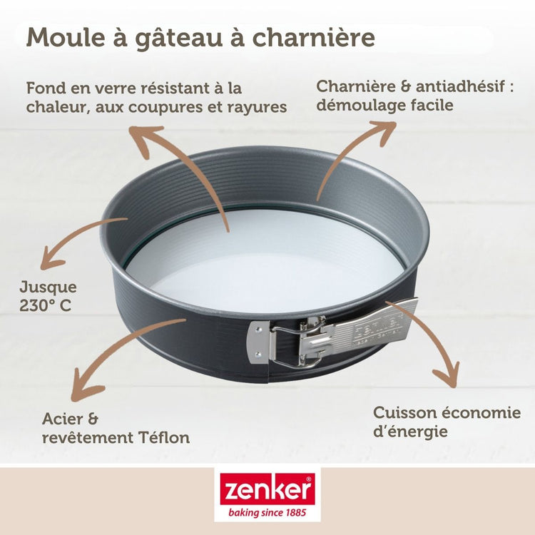 Moule à manqué à charnière fond en verre 26 cm Zenker Energy