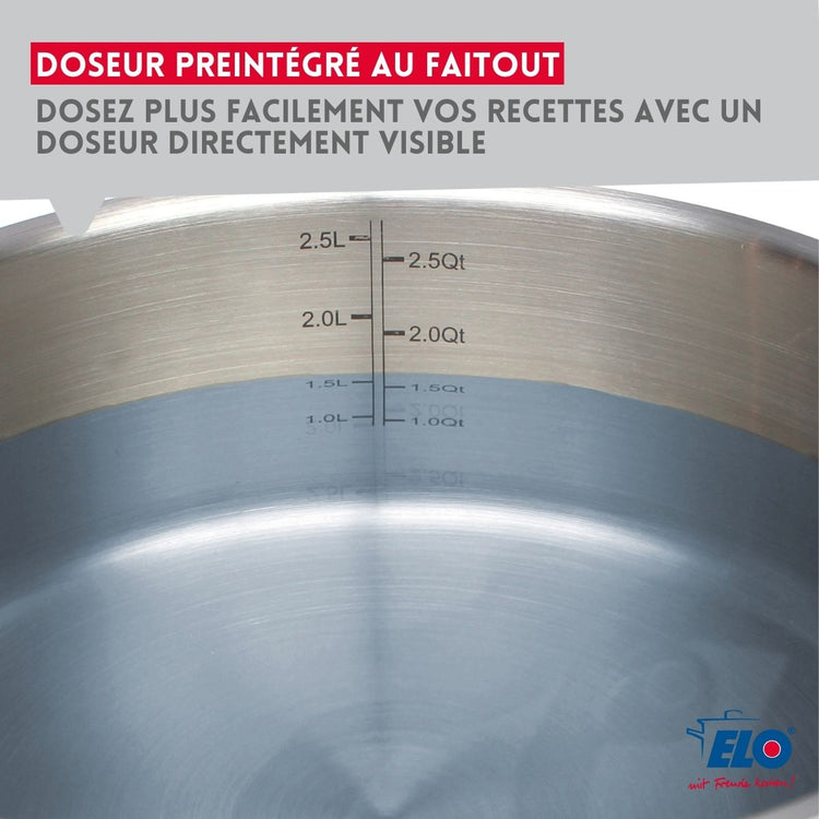 Marmite inox avec couvercle en verre 12 cm de diamètre d'une capacité de 0,6 litre Elo Citrin