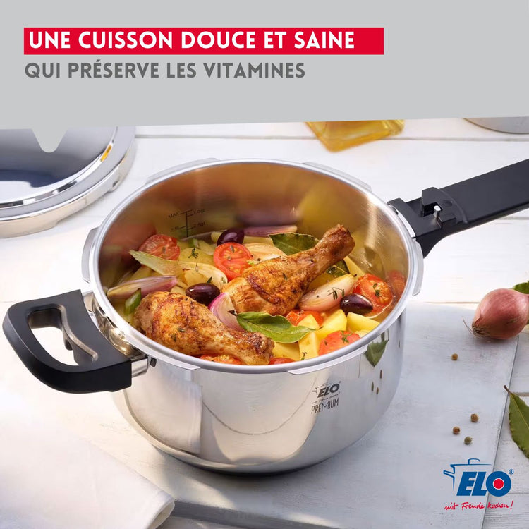 Autocuiseur vapeur en acier inoxydable 18/10 22 cm 4,5 litres Elo Mistral Premium
