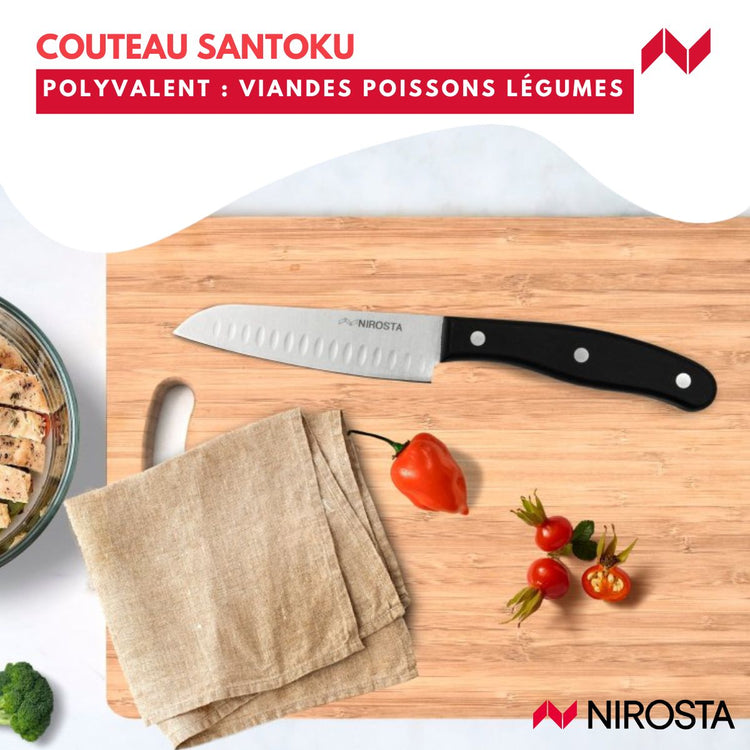 Ensemble de 4 couteaux 22 à 33 cm Nirosta Fit et 1 support mural magnétique