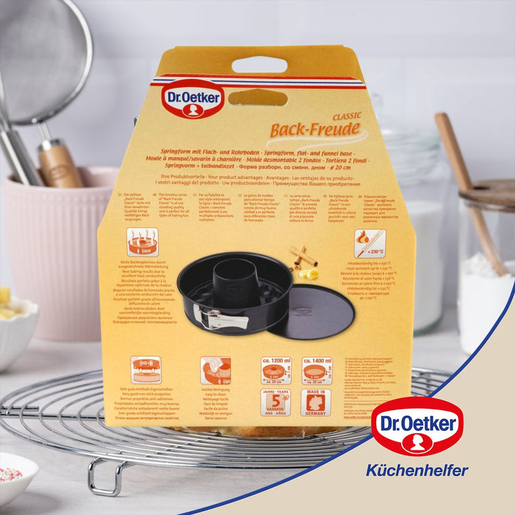 Ensemble de 2 Moules à manqué à charnière avec fond à savarin 20 cm Dr Oetker Back Freude