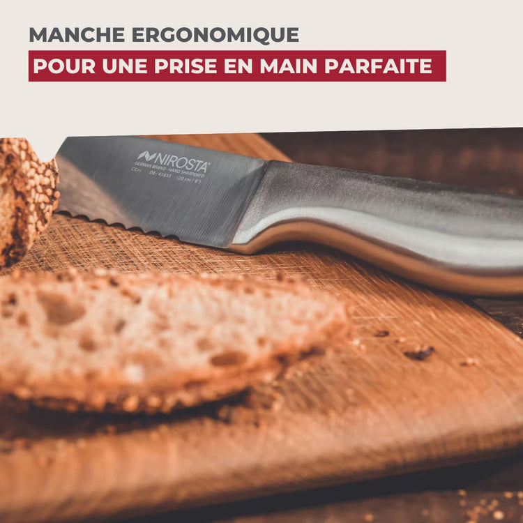 Couteau à pain inox professionnel Set de 2, 33,5 x 3 x 2 cm acier inoxydable Nirosta Star