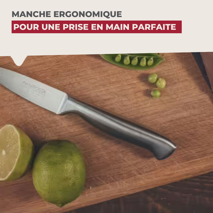 Ensemble de 4 Couteaux d'office en inox 20 cm en tout Nirosta Star