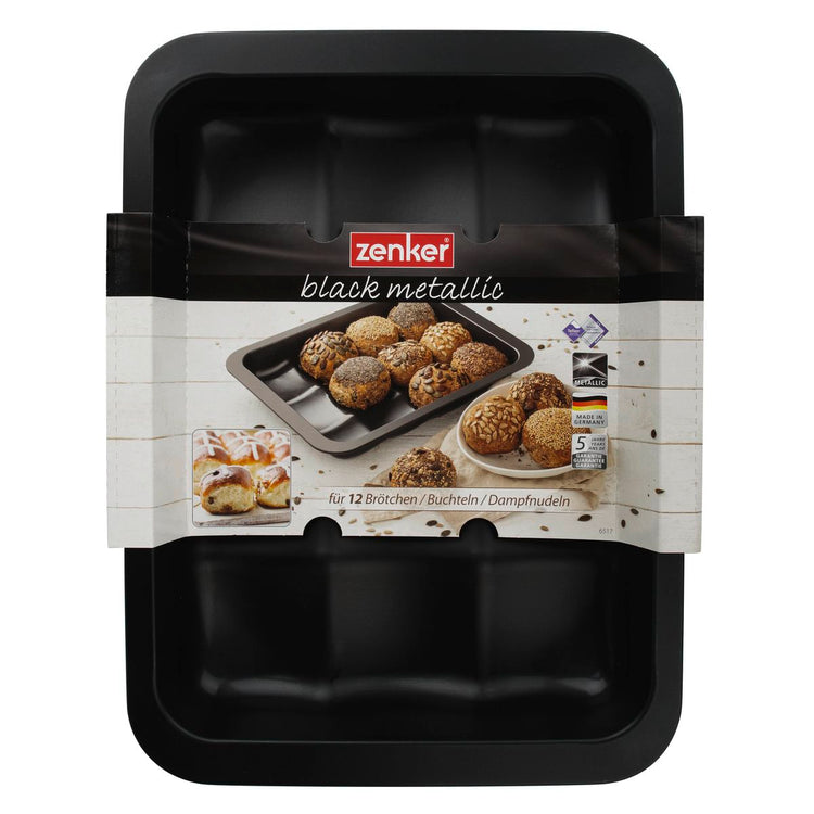 Ensemble de 2 Moules 12 mini pains ou brioches 36 x 27 cm Zenker Black Metallic