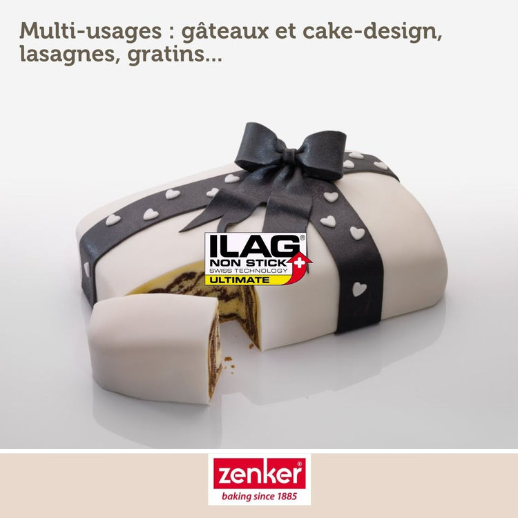 Ensemble de 2 Moules à charnière rectangulaire 28 x 18 cm crème noir Zenker Smart Pastry