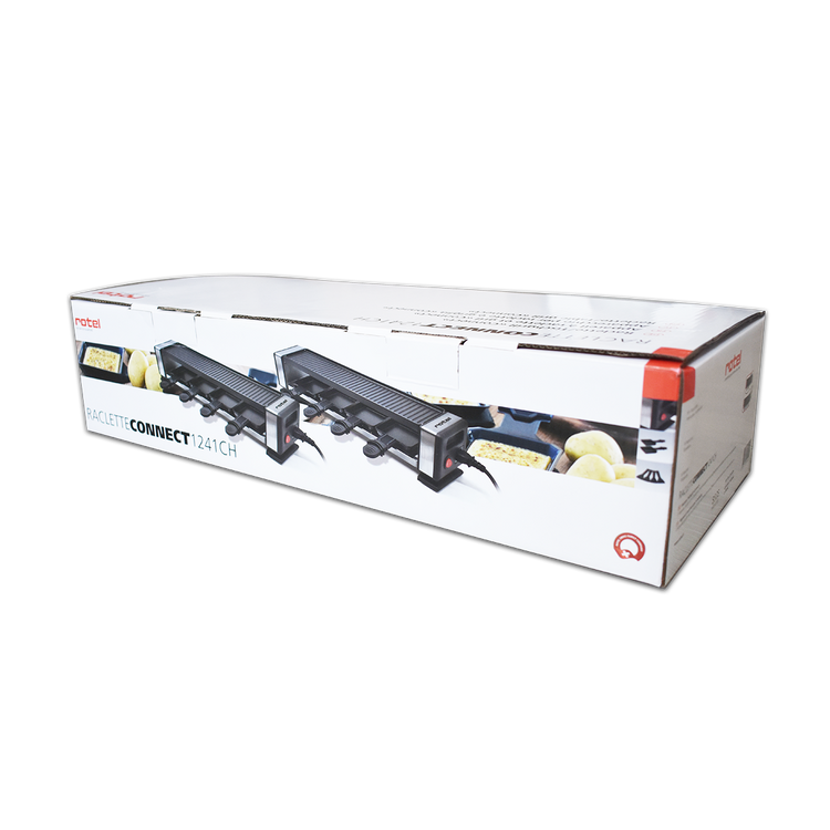 Lot de 2 machines à raclette connectables par câbles pour 8 personnes au total Rotel