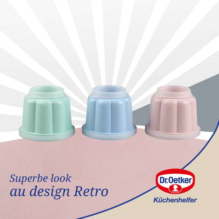 Lot de 6 moules à flans avec couvercle 6,3 x 7,5 cm Dr. Oetker Rétro