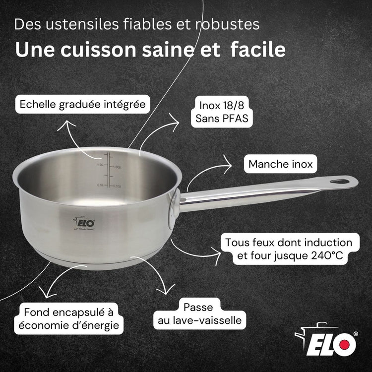 Casserole en inox 16 cm d'1 litre Elo Profi Cuisine