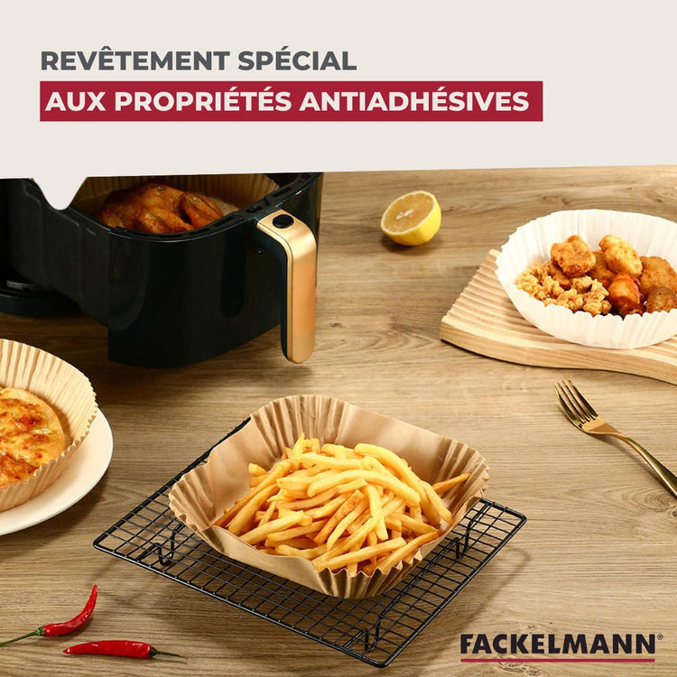 50 Moules en papier pour air fryer carrés 20 cm Fackelmann Divers