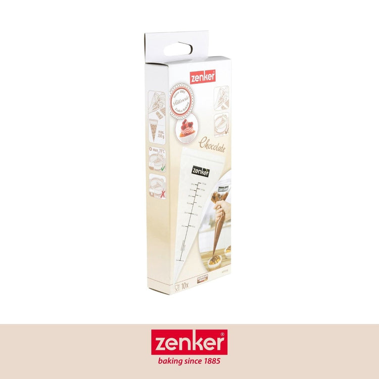 Lot de 10 poches à douille graduées avec zip Zenker Smart Pastry