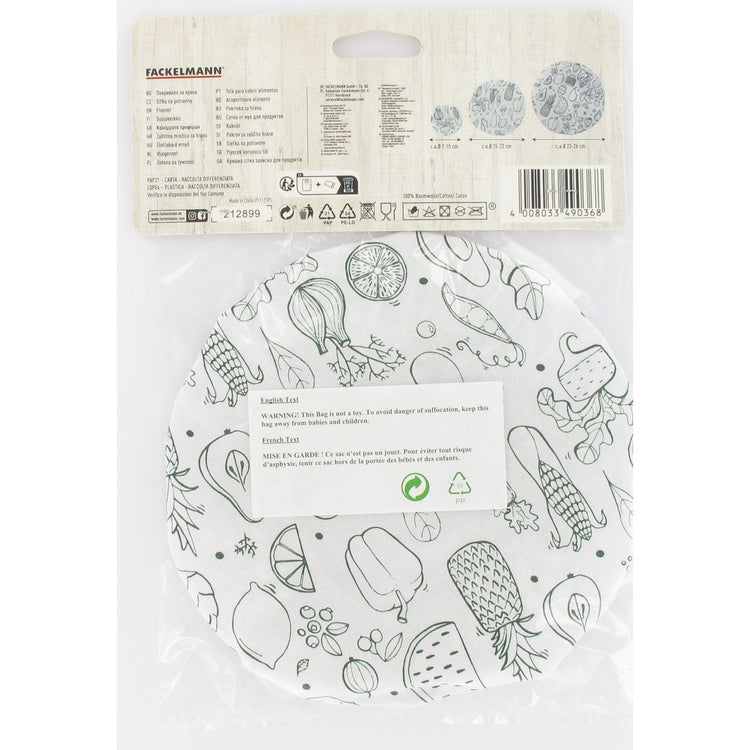 Lot de 3 films étirables réutilisables en coton Fackelmann Eco Friendly