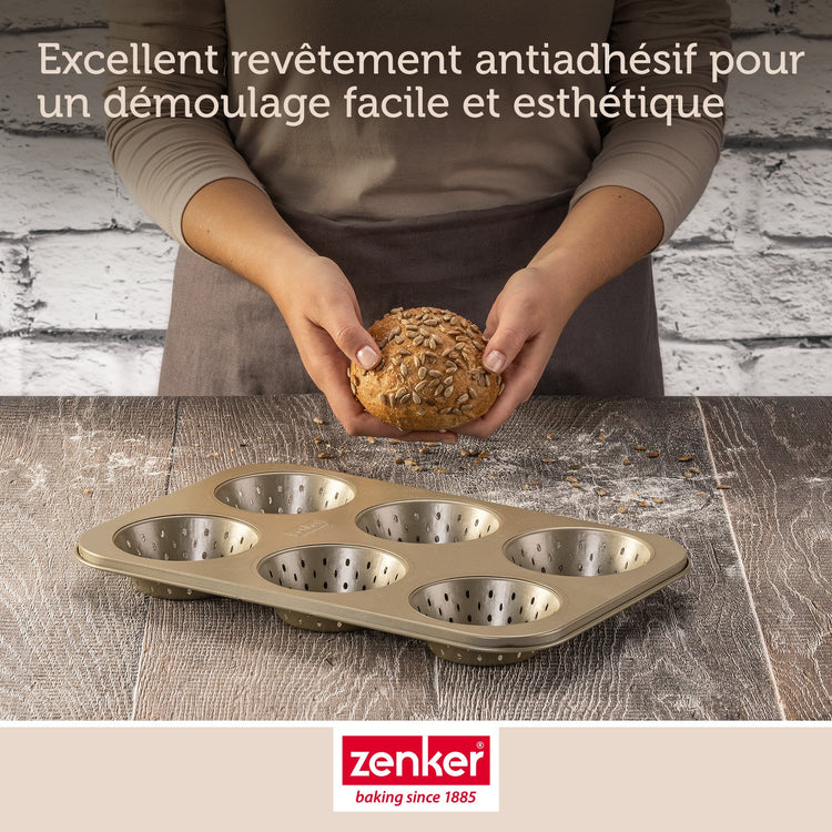 Moule à petits pains individuels ronds 6 empreintes Zenker Mojave Gold
