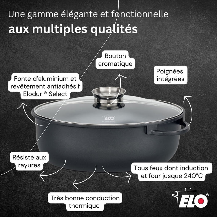 Cocotte 38 x 25 cm en fonte aluminium antiadhésive 7 L Elo Alucast