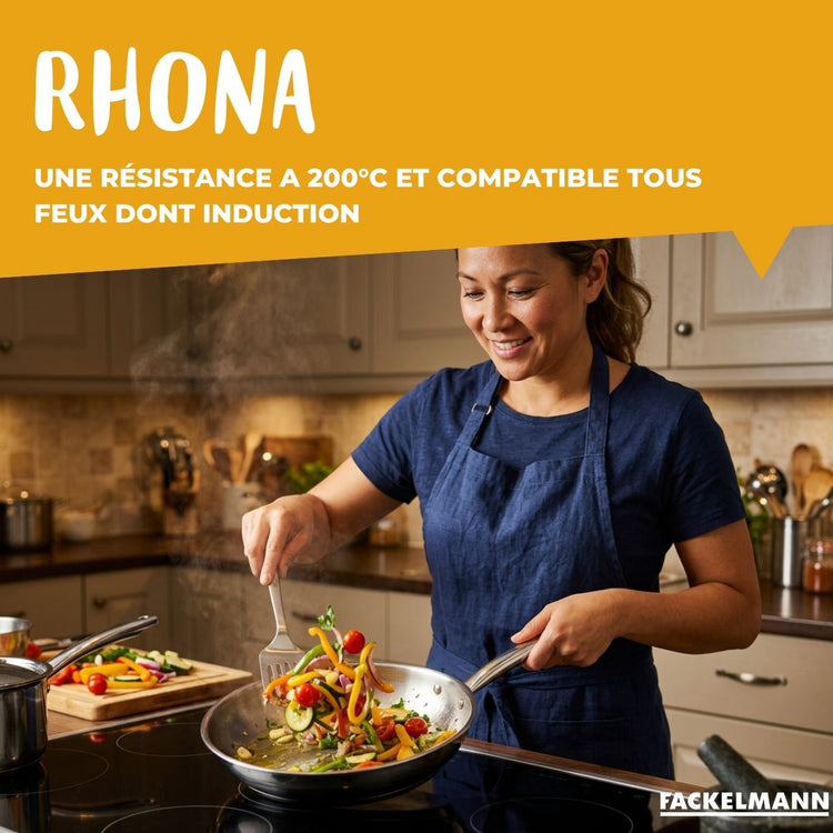 Lot de 4 casseroles 16/18/20/22 cm en inox et 1 poêle à frire 20 cm Fackelmann Rhona
