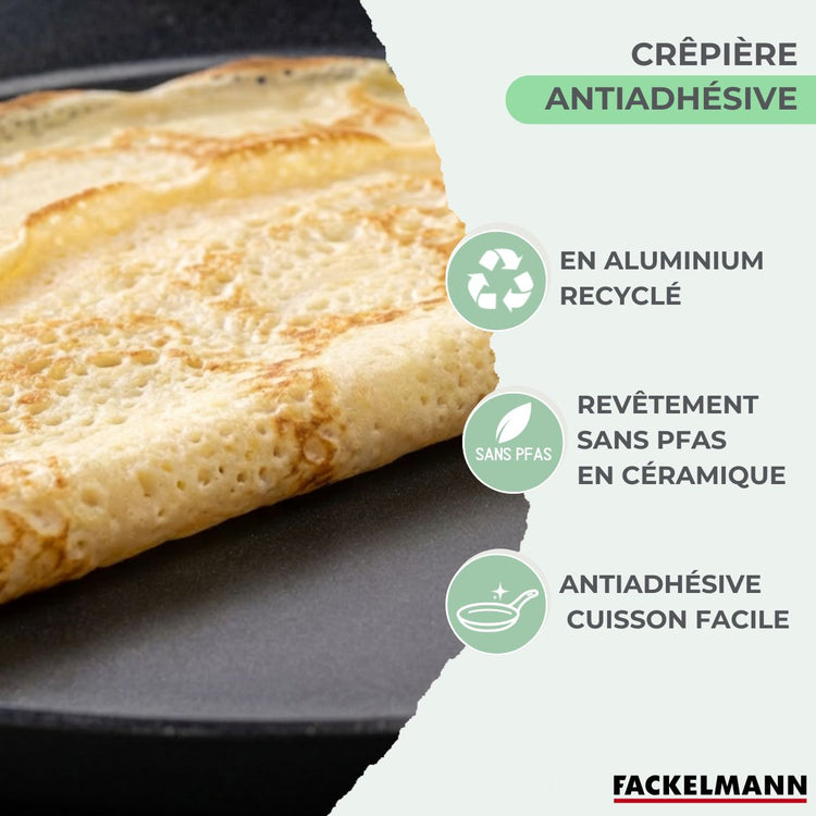 Set chandeleur crêpière 26 cm et 2 ustensiles Fackelmann Brandao