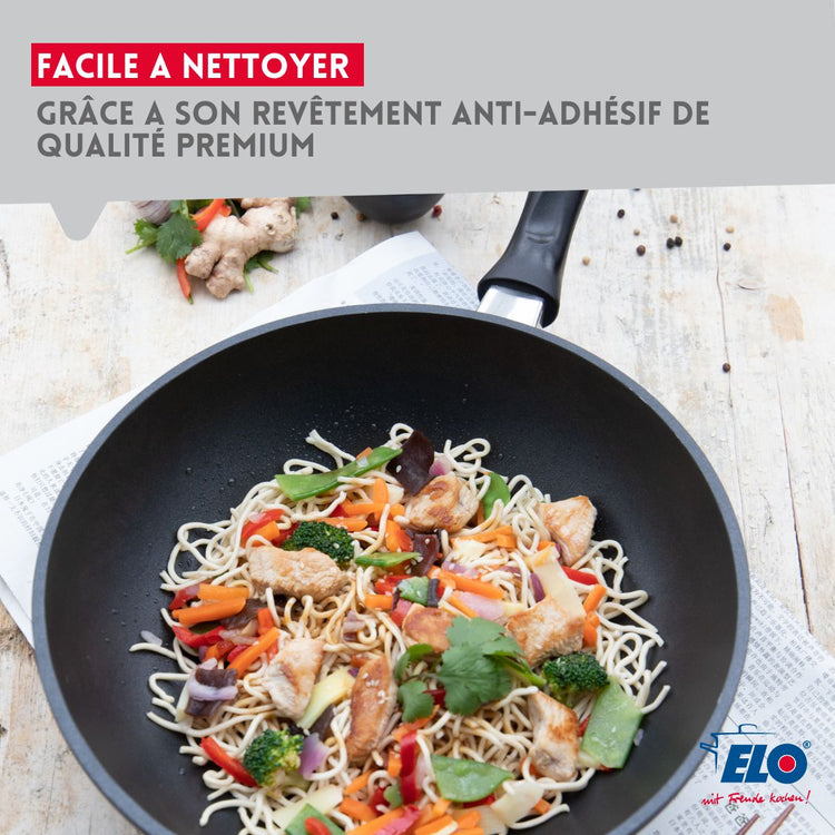Poêle à frire 32 cm en aluminium pressé avec couvercle en verre Elo Alucast