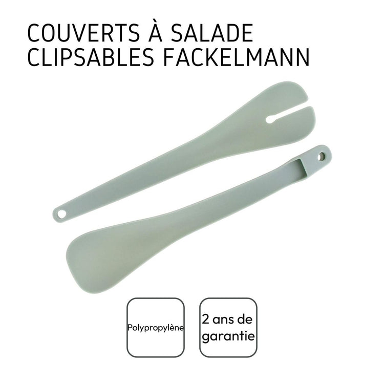 Set de 2 Saladiers en inox de 20,5 cm et 25 cm de diamètre et couverts à salade en plastique Fackelmann